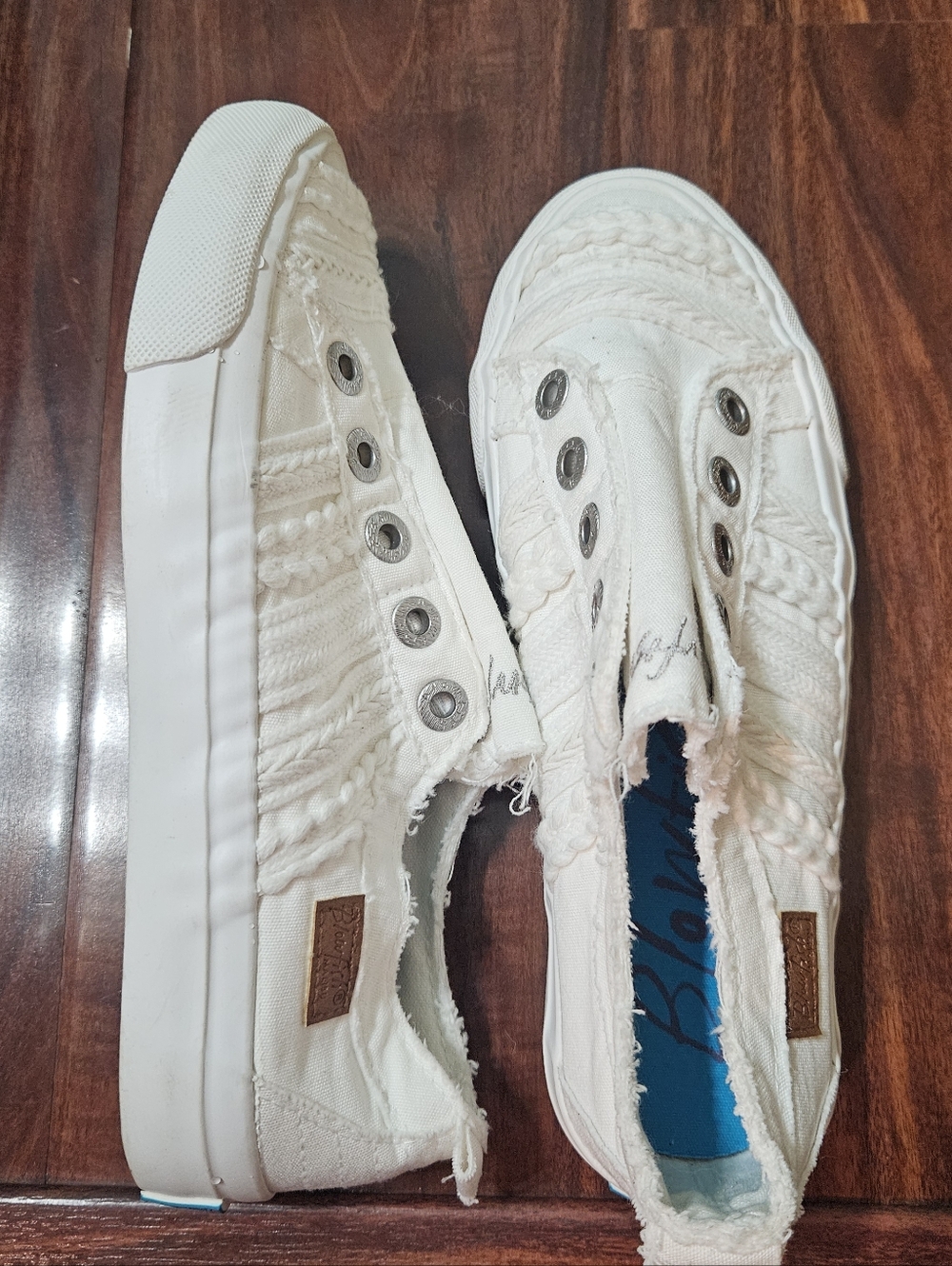 White Slip-On Distressed Sneakers - Casual Canvas Style